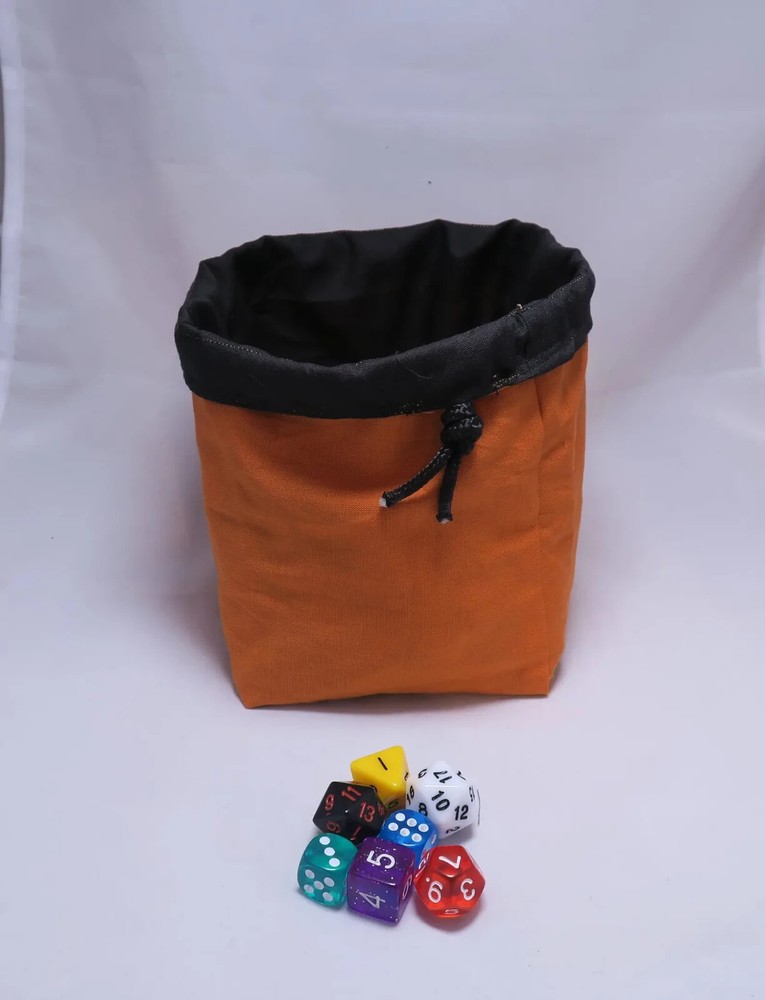 Dice Bag, Plain Orange Square Base Pouch for Board Games D&D Tabletop Gaming