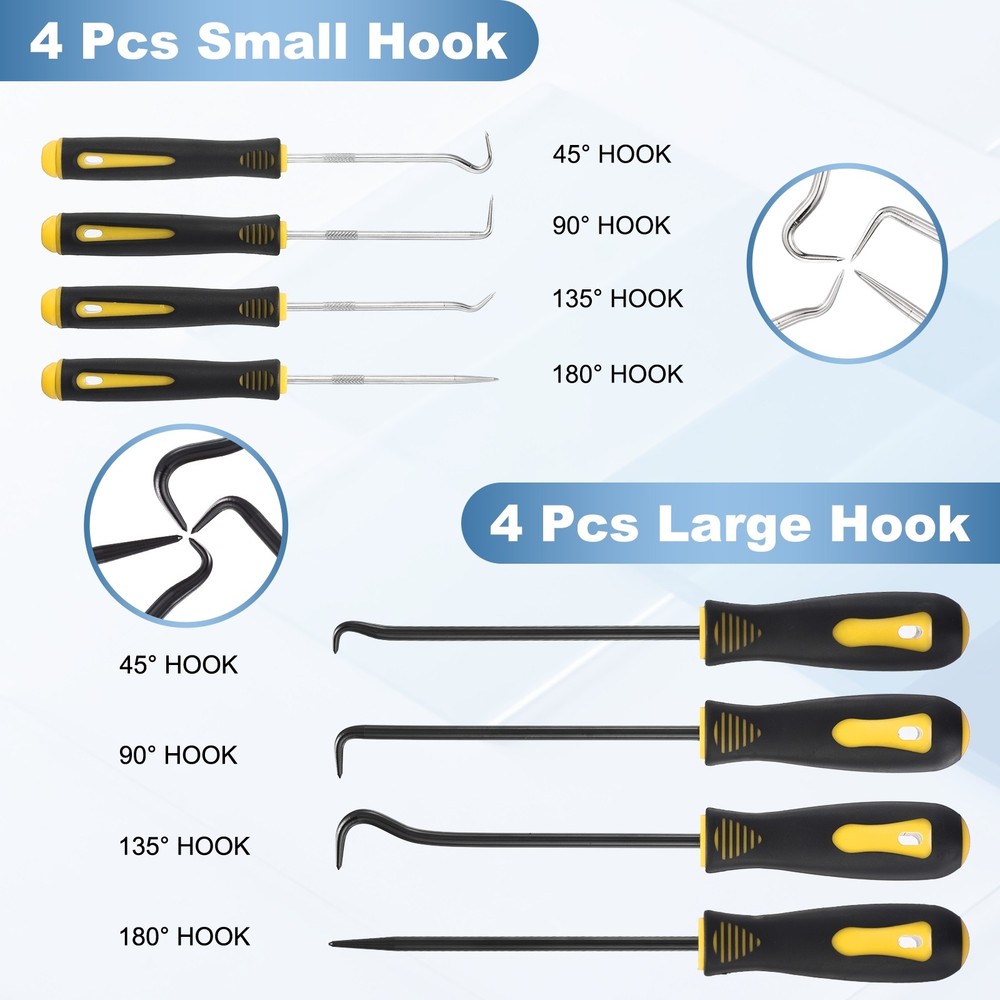 9Pcs Hook and Pick for Remove Hoses Gaskets Car Panel Fastener Yellow