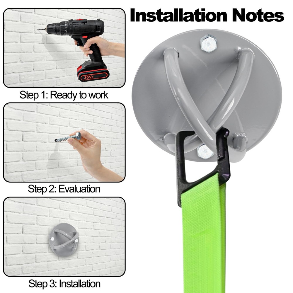 Faswin Wall Mount Bracket for Suspension Straps, Ceiling Anchor X Silver