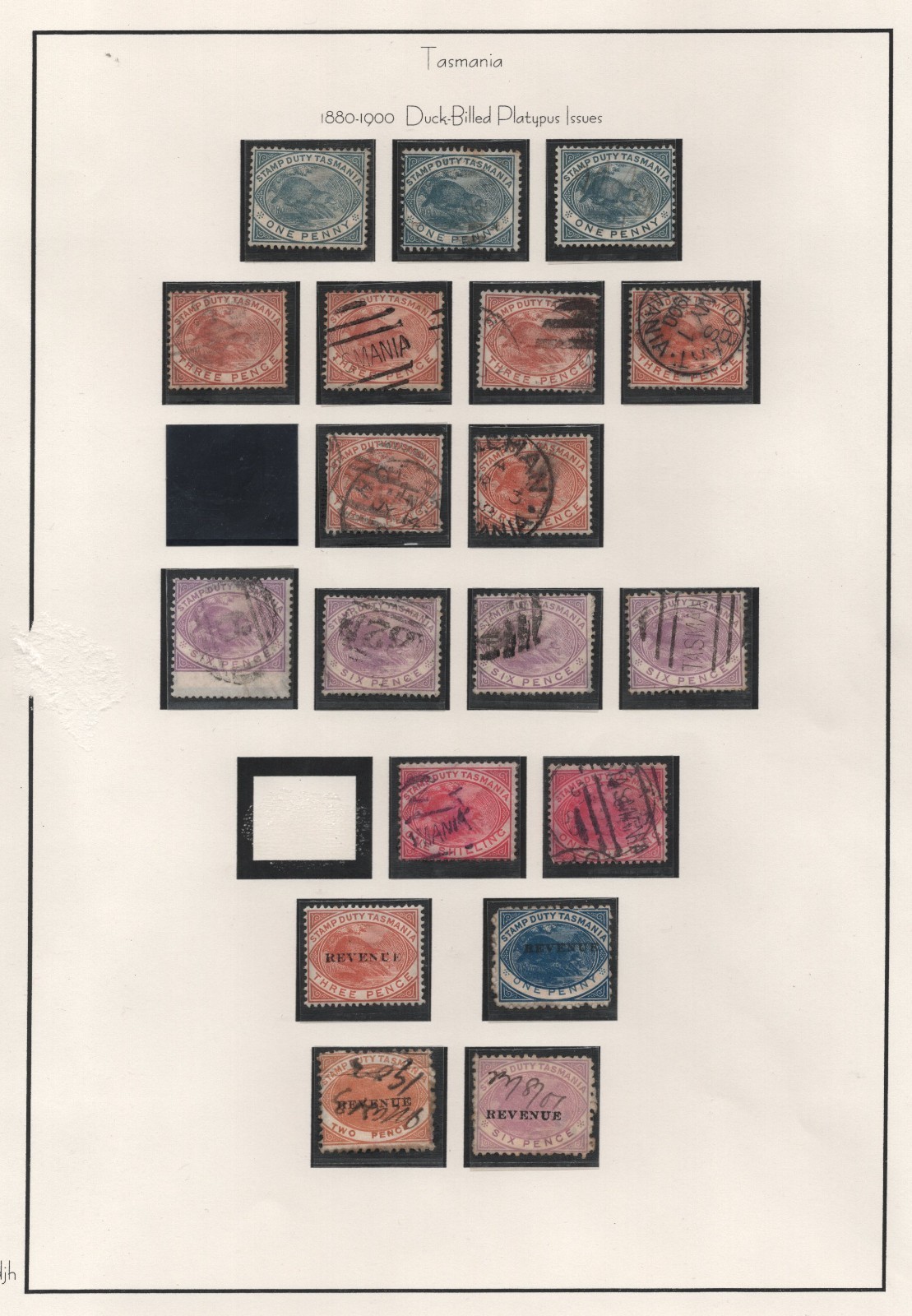 AUSTRALIA TASMANIA 1870-1900 COLLECTION OF 71 STAMPS WITH PERF VARIETIES