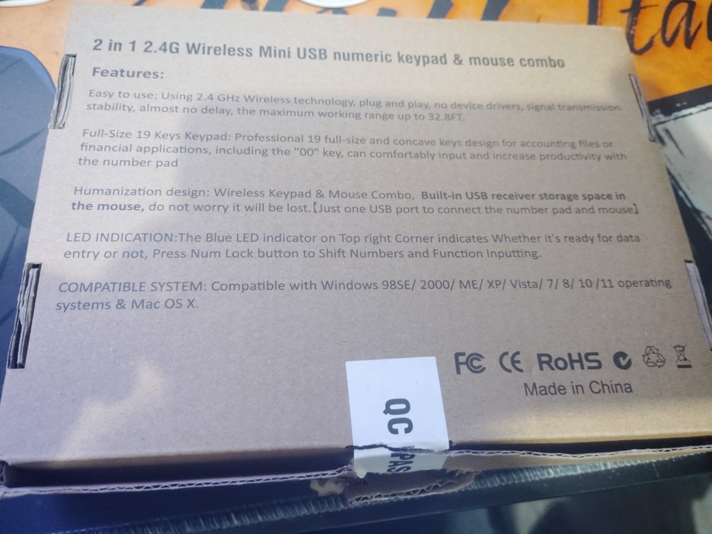 2.4g wireless Mini USB numeric keypad and mouse combo 19 Key