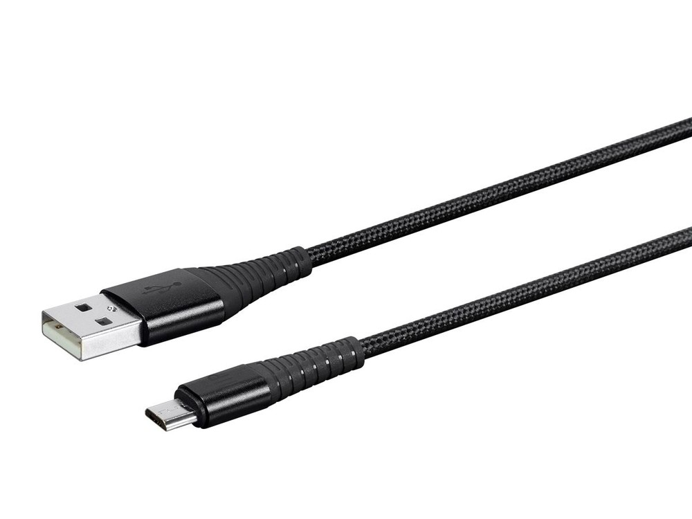 Monoprice USB 2.0 Micro B to Type A Charge & Sync Braided Cable - 1.5ft - Black