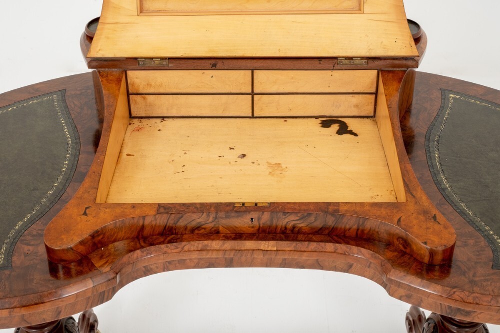 Victorian Desk - Walnut Shaped Writing Table Circa 1860