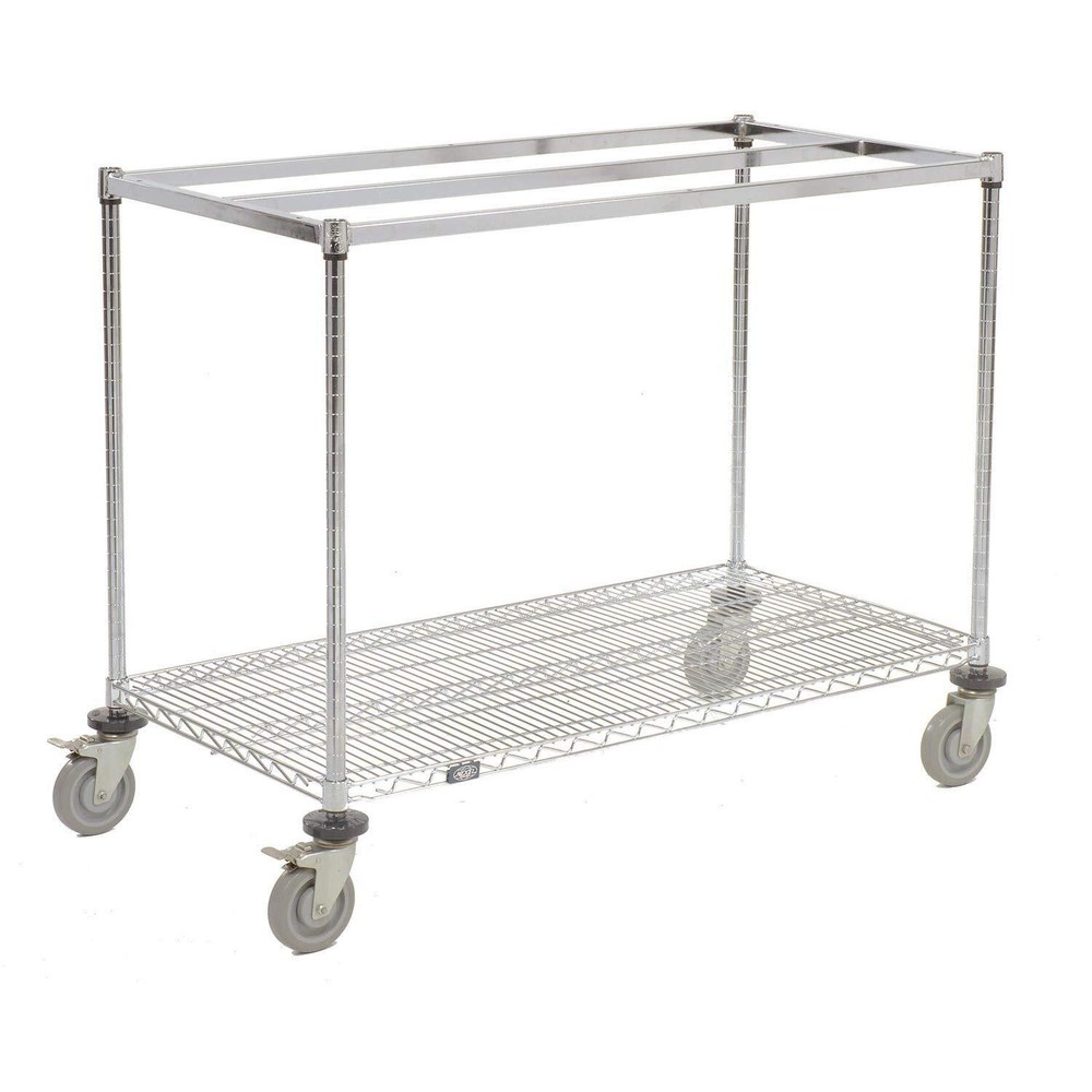 Mobile Workbench with Wire Rack Plastic Laminate Square Edge 60"W x 30"D Chrome