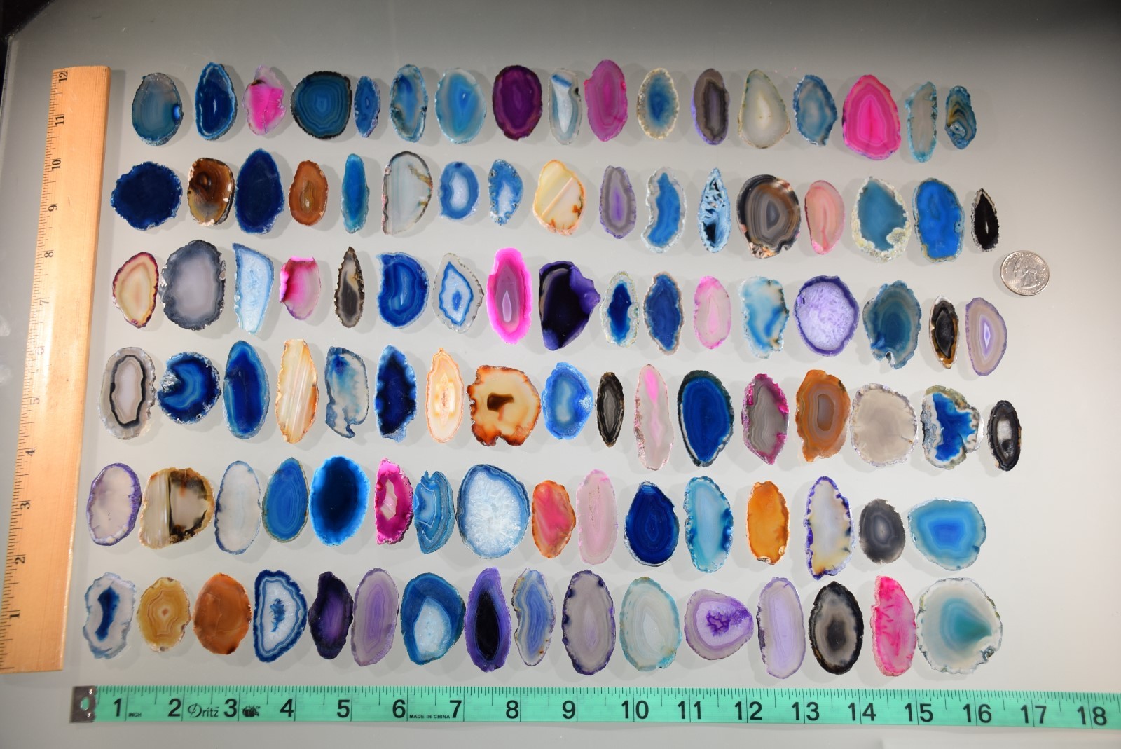 Agate Geode Slab Lot of 50 Quartz Polished Both Sides Agate Geode Slices Lot #4