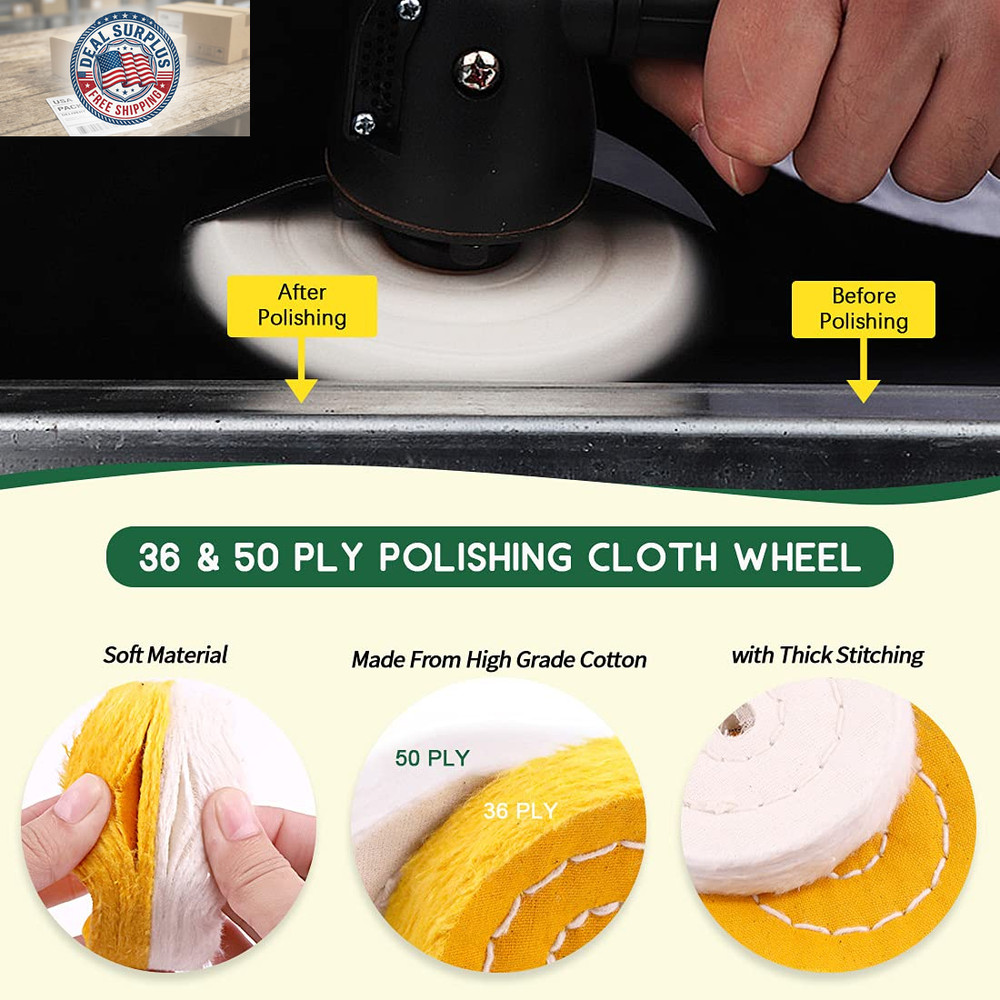 8Pcs 4Inch Buffing Polishing Wheel Kit Includes Polishing Compounds, Buffer Whee