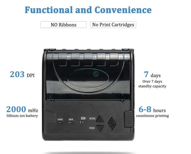 NETUM 80mm Bluetooth Thermal Receipt Printer Wireless POS Android iOS USB Mini