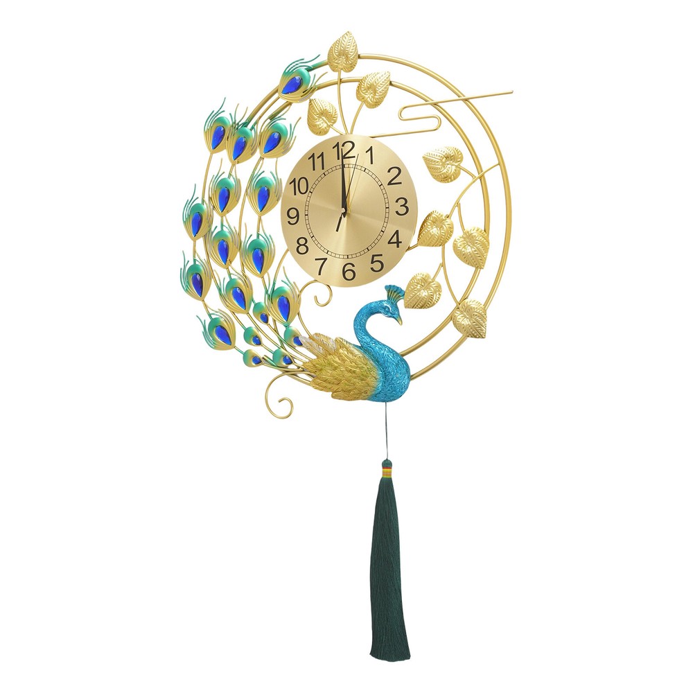 Peacock Wall Clock, Silent Art Wall Clock, Decorative Wall Clock