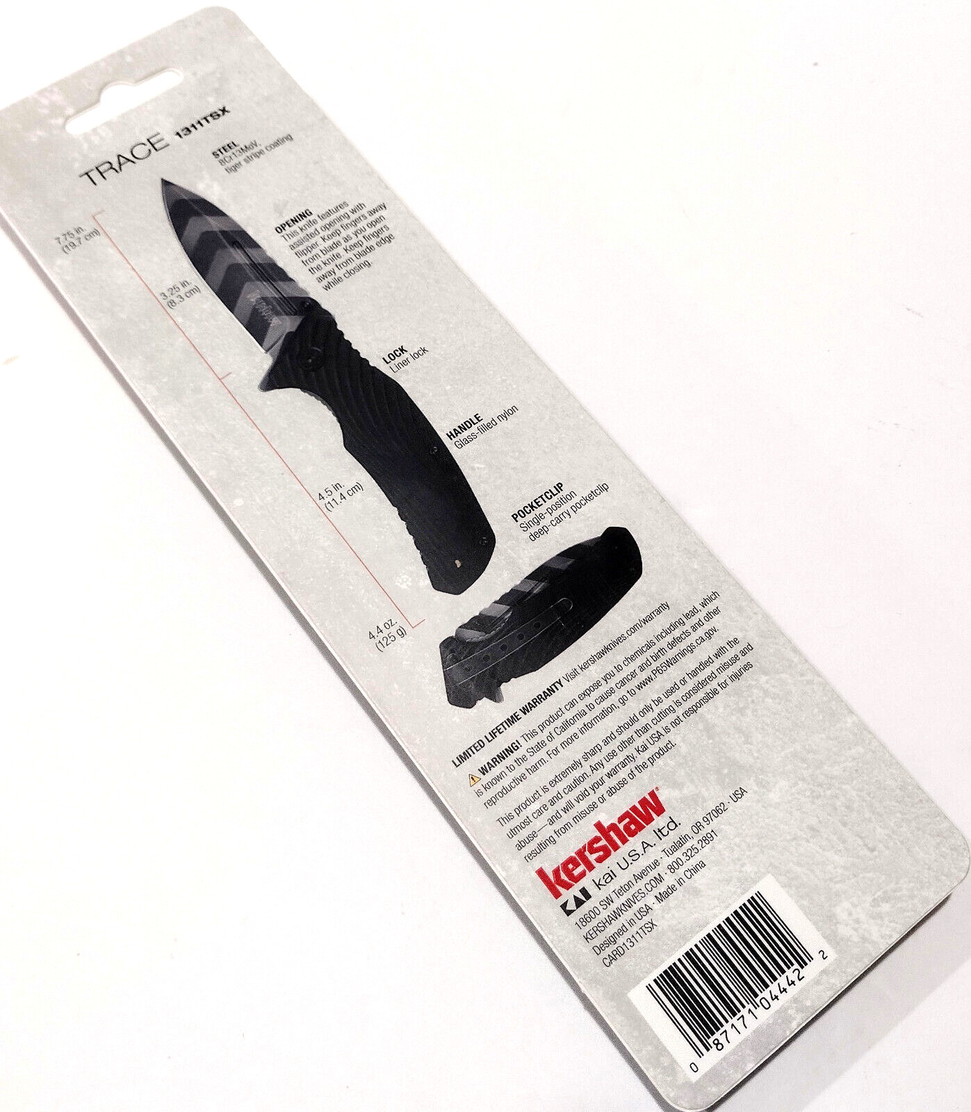 KERSHAW KS1311 Black Trace Spring Open Assisted Tactical Folding Pocket Knife