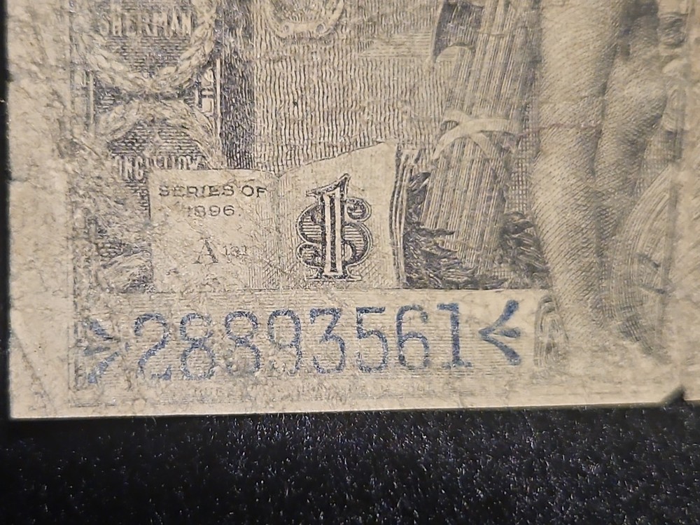 FR 224 1896 $1 ONE DOLLAR “EDUCATIONAL” SILVER CERTIFICATE NOTE VERY GOOD