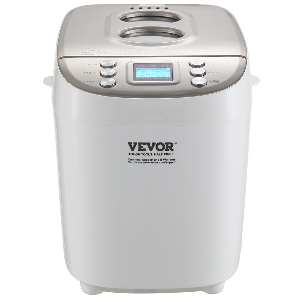 VEVOR 3LB 15-in-1 Bread Maker Automatic Compact Dough Machine Nonstick White