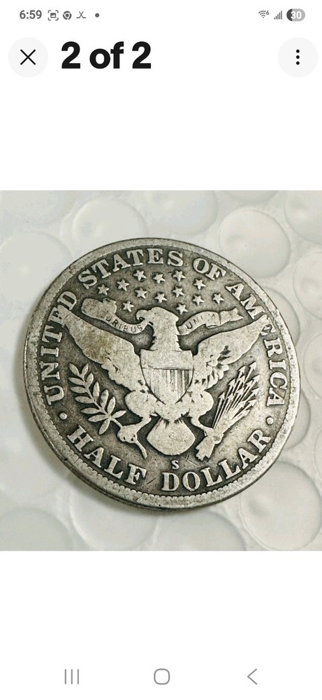 1915 S Barber Silver Half Dollar Circulated