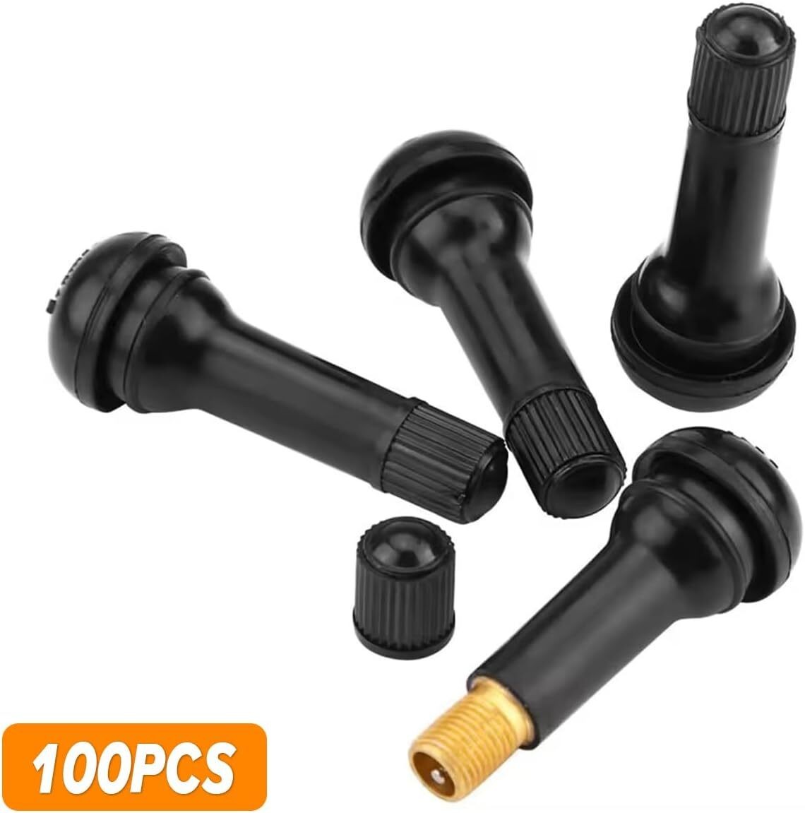 100pcs TR413 Snap-In Valve Stems – Tubeless Rubber Tire Valves for Car Truck Rim