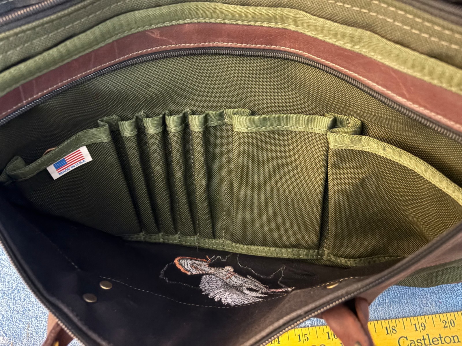 NWTF National Wild Turkey Federation Green Canvas Leather Bag Boyt ?