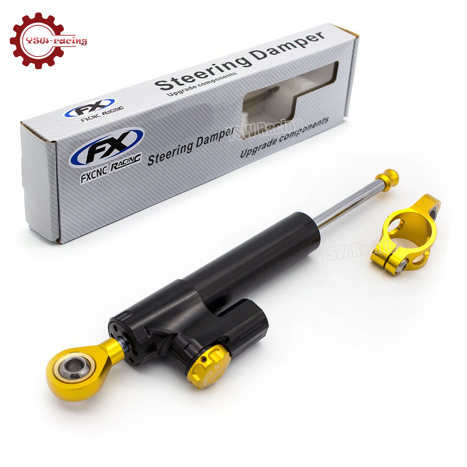 Universal Motorcycle CNC Adjustable Steering Damper Stabilizer Top Black&Gold US