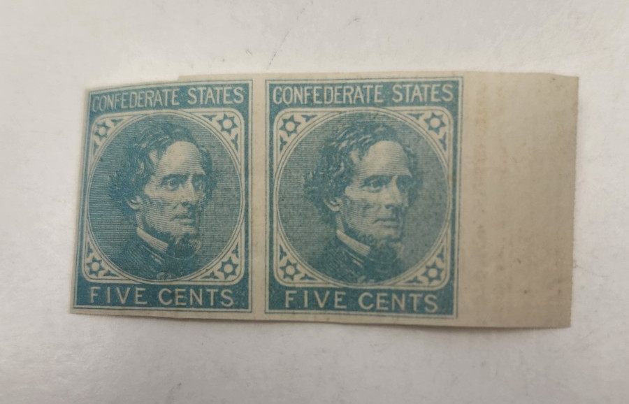 Civil War CSA Five Cent Stamp De La Rue & Co London 1862 Jefferson Davis # 7