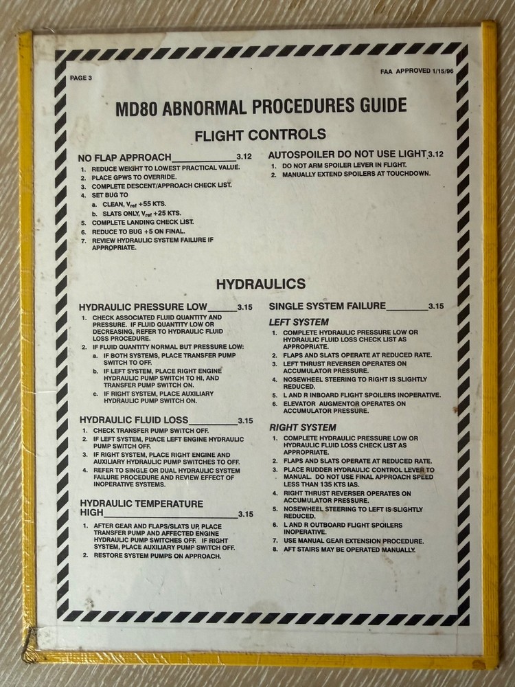 MD80 Abnormal Procedures Guide In Packaging