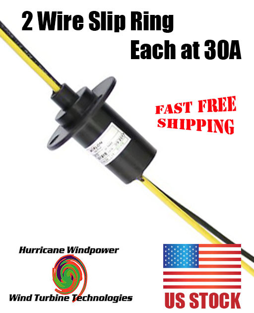 HEAVY 2 PHASE WIND TURBINE GENERATOR SLIP RING 30 AMP PER CONDUCTOR / WIRE