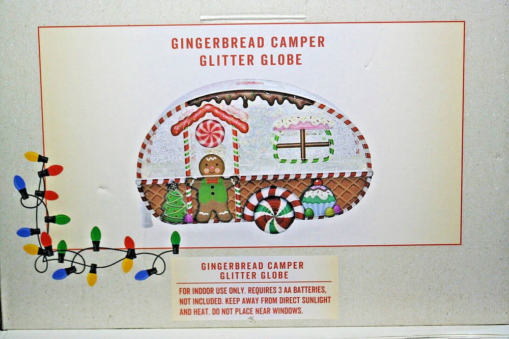 Cracker Barrel Gingerbread Camper Glitter Globe