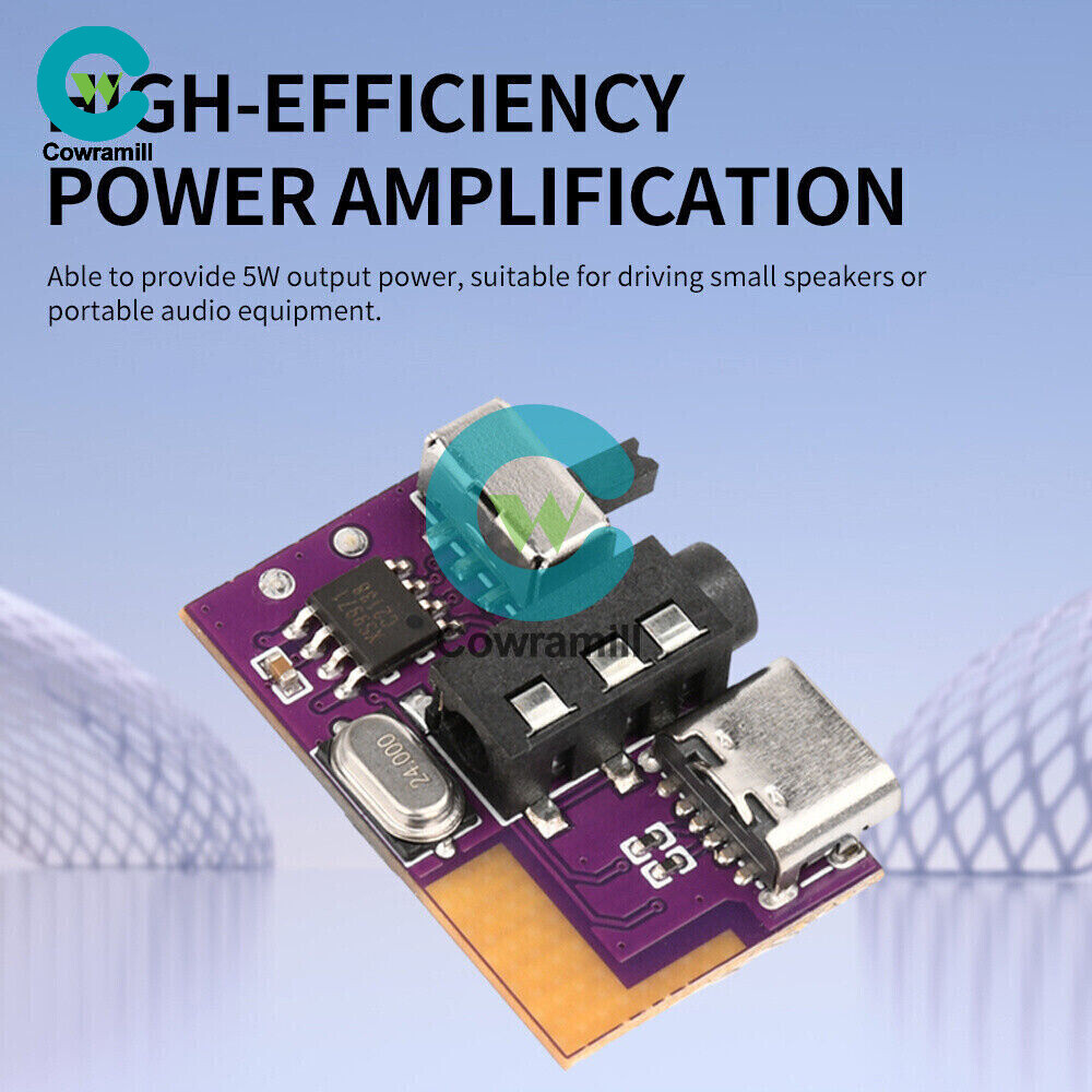 5pcs Type-C DC3.5V-5V 5W Mono Audio Amplifier Bluetooth Decoding Board TWS 3.5mm