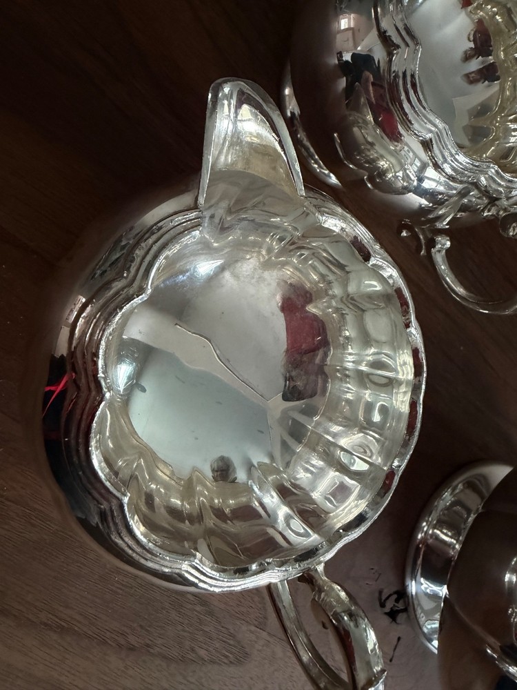 PRIMROSE SILVER PLATE 4-Piece Footed TEA/ COFFEE/ CREAMER/SUGAR SET