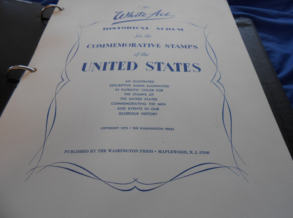 WHITE ACE COMMEMORATIVE STAMPS OF THE UNITED STATES ALBUM WITH DUST COVER & BOX