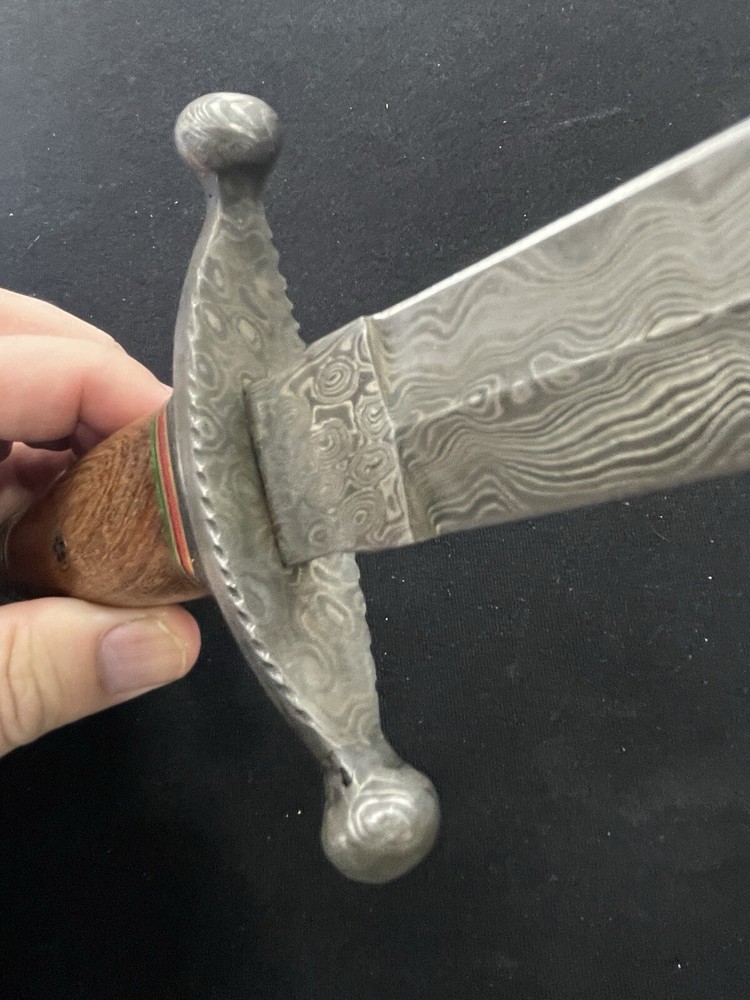 Custom Damascus Blade Dagger Knife with Sheath 9 1/4" Blade