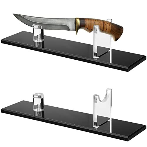 2-Piece Knife Display Stand - Fixed Blade Holder for Collection, Rustic Home Dec