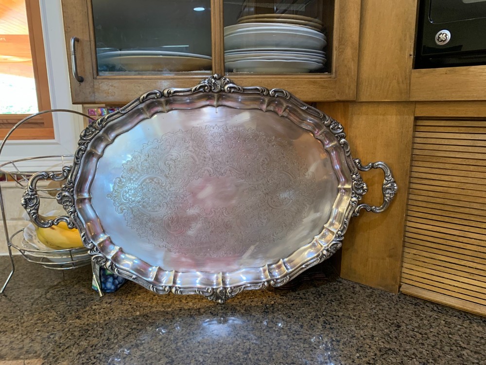 Gorham LARGE 26" Silver Plate Tray Model 1607 Rosewood Pattern