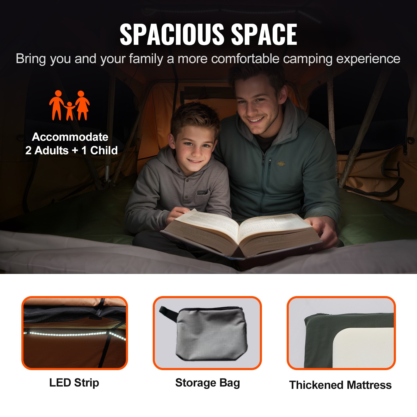 Soft Shell Roof Top Tent w/ Ladder for 2-3 Person Waterproof for Jeep SUV Truck