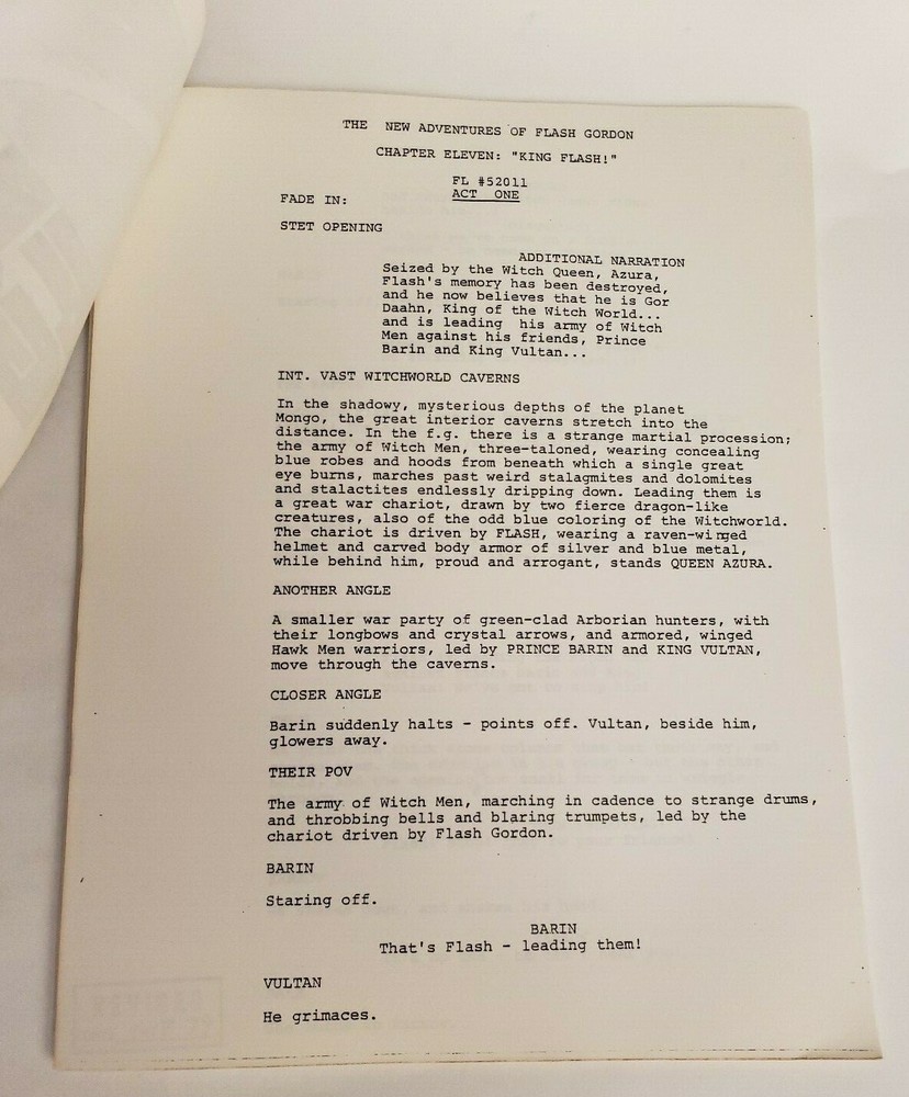 FLASH GORDON / Samuel A. Peeples 1979 TV Script, "Chapter Eleven: King Flash"