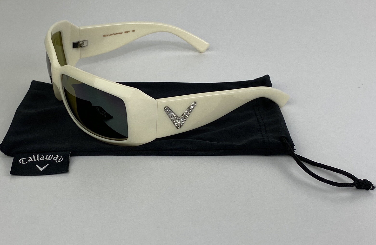 Callaway White Golf Sunglasses Green NEOX Lenses Rhinestones C410WH G