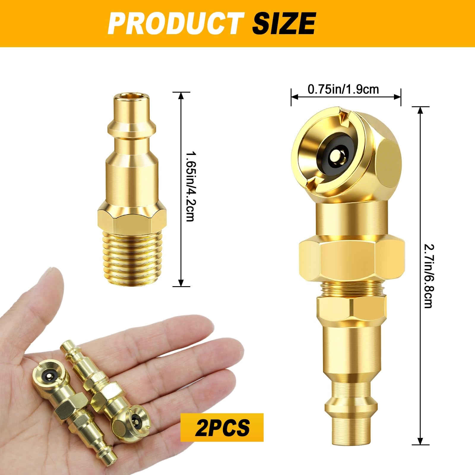 2Pcs Closed Air Chuck, 1/4" FNPT Portable Closed Flow Tire Chuck Inflator Nozzle