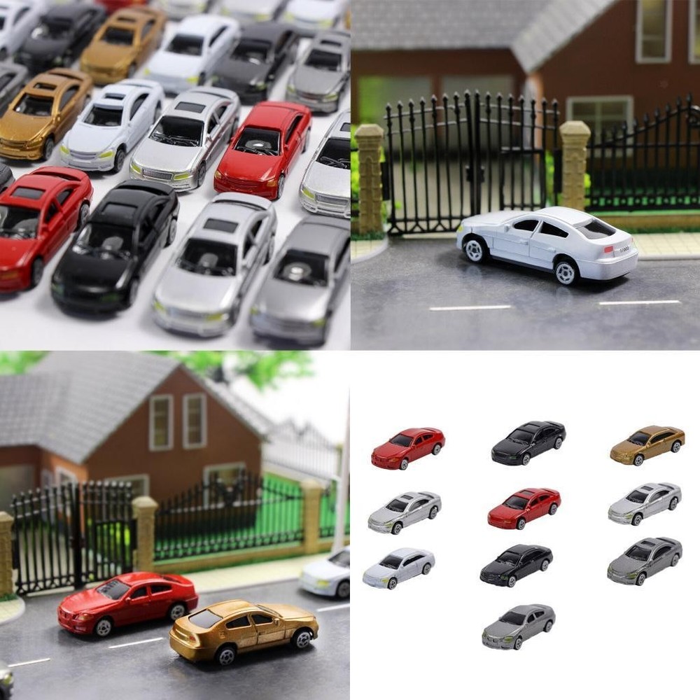 10pcs HO Scale Model Mini Car 1/87 Building Train Scenery