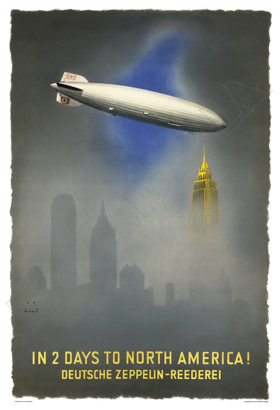 Hindenburg Zeppelin Over New York City – Vintage-Style 1936 Travel Poster