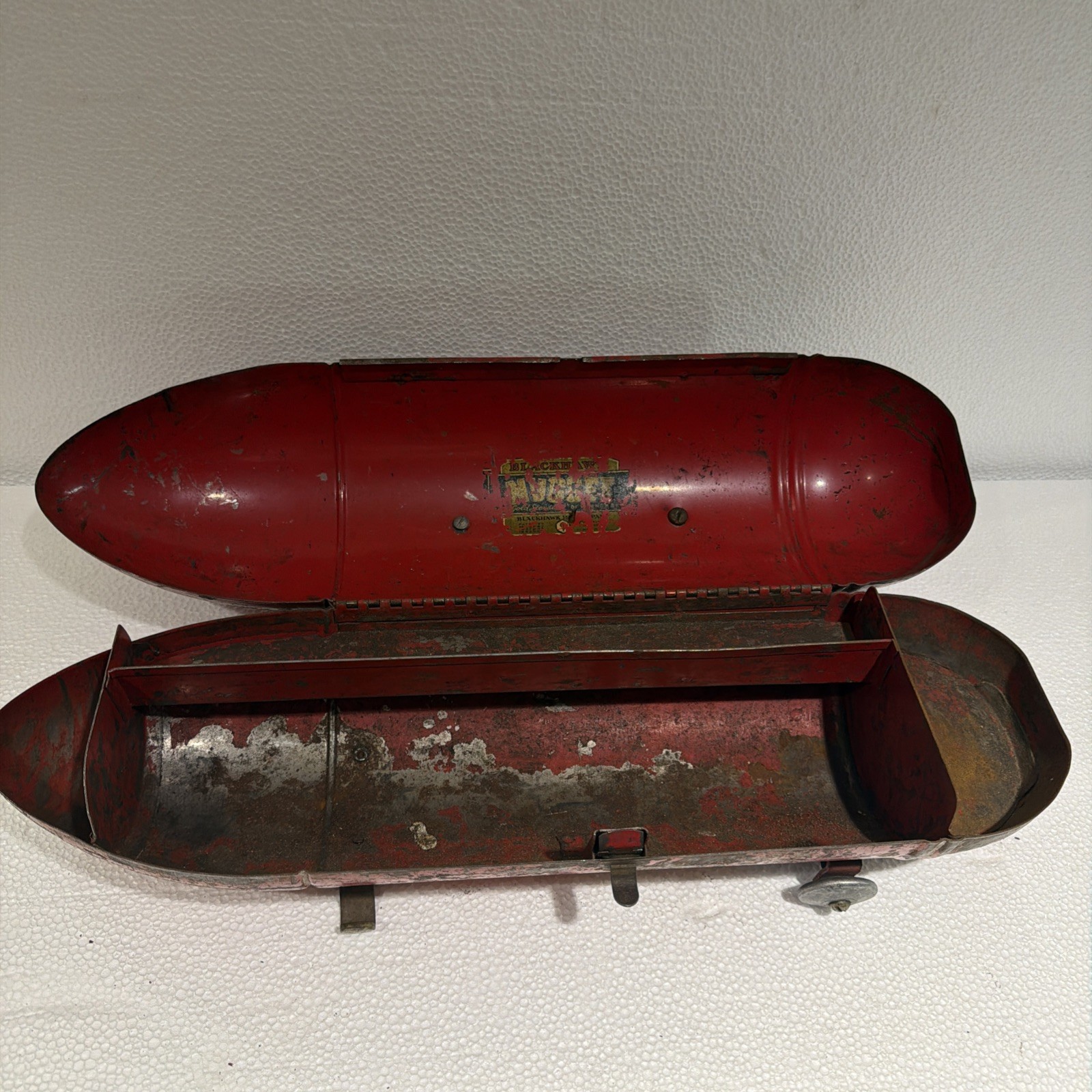 Vintage Blackhawk Torpedo Tool Box Garage Tools Hot Rod Red Rocket Style 1950's