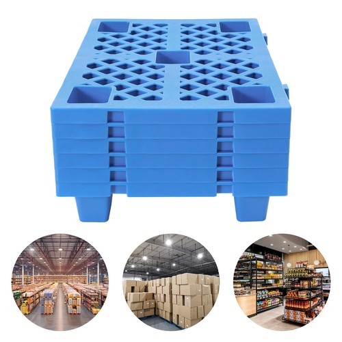 6 Pcs Interlocking Plastic Pallets for Efficient Warehouse Storage