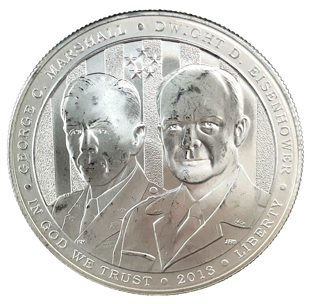 2013 W 5 Star General Silver Dollar Eisenhower-Marshall Commemorative  BU/UNC