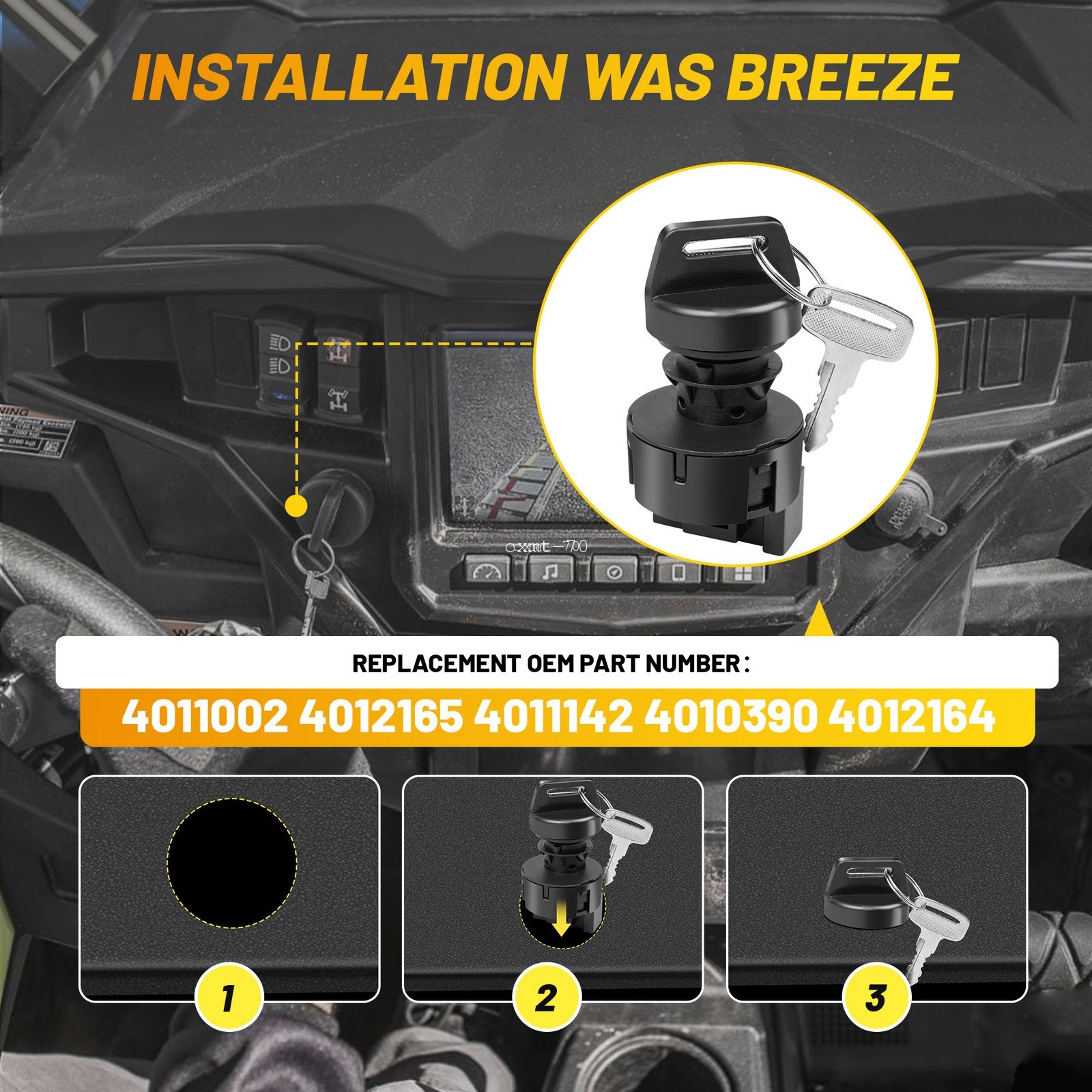 Ignition Key Starter Switch 4012165 For 2010-2018 Polaris RZR 570 800 900 1000