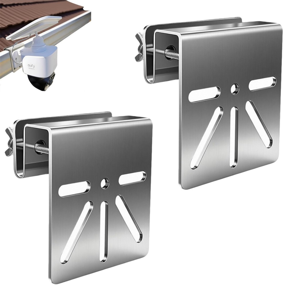 2 Pack Gutter Mount for Eufy Solocam S340/E30, Stainless Steel Silvery2