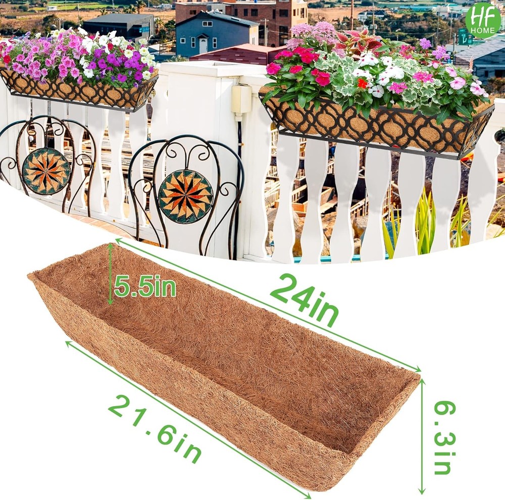 4Pcs 24" Trough Coco Fiber Replacement Liner Natural 24 in Window Deck Coco
