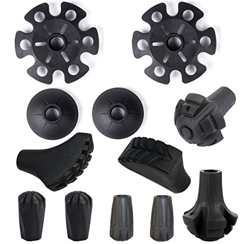 Extra Thick Rubber Tips for Trekking Poles - Snow & Mud Support, 11mm Fit