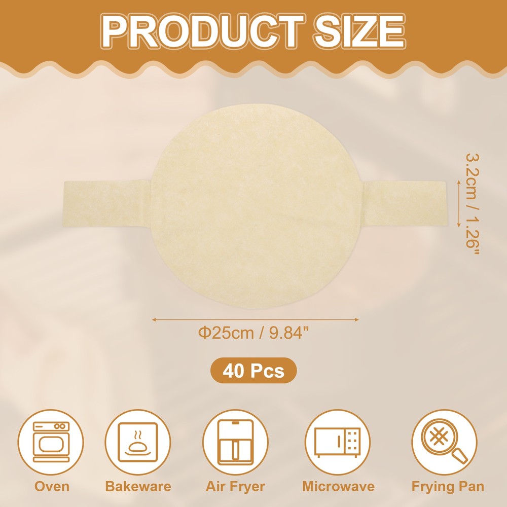 40 Sheets Parchment Paper Rounds, 10" Circle Baking Sheets, Brown