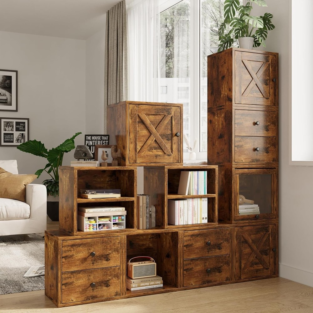 Magic Stackable Cube Storage Organizer with Drawer Modular Cubby Shelf for Home