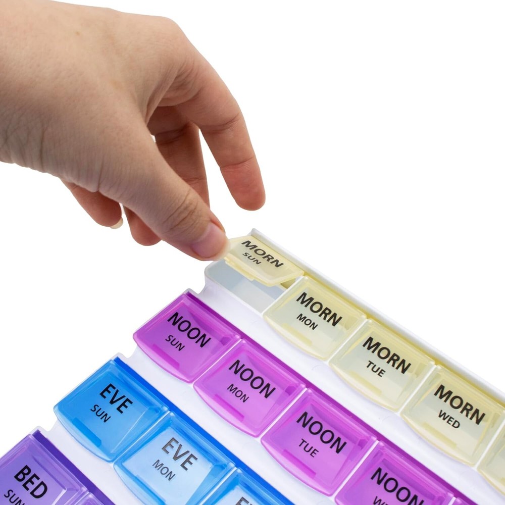 Apex 7 Day Medication Planner, 28 Color Coded Compartments, Each