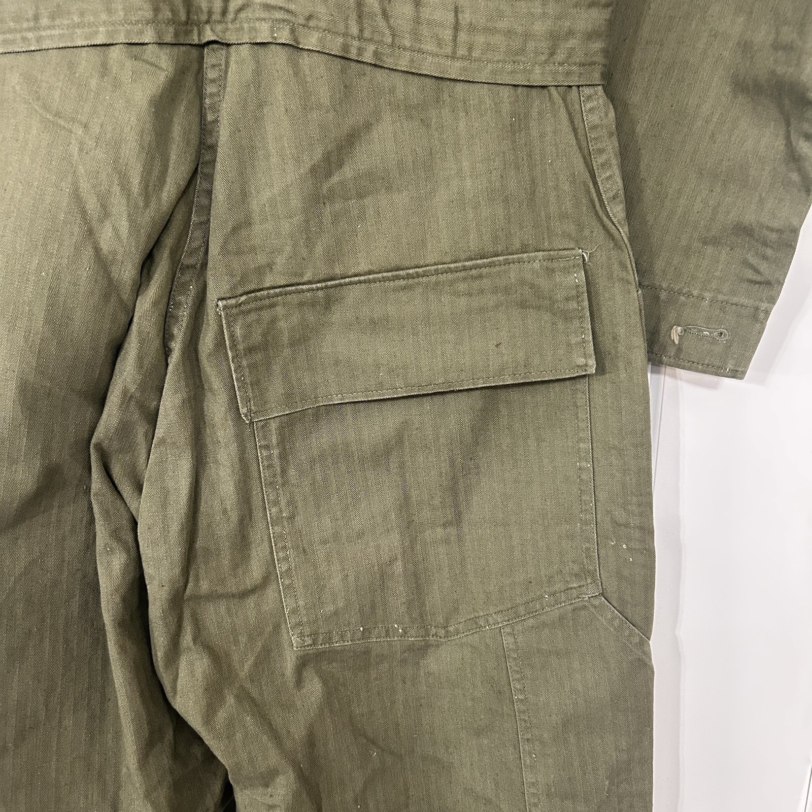 Vintage 1940s WW2 US Army HBT 13 Star Buttons Herringbone Coveralls Jumpsuit 34R