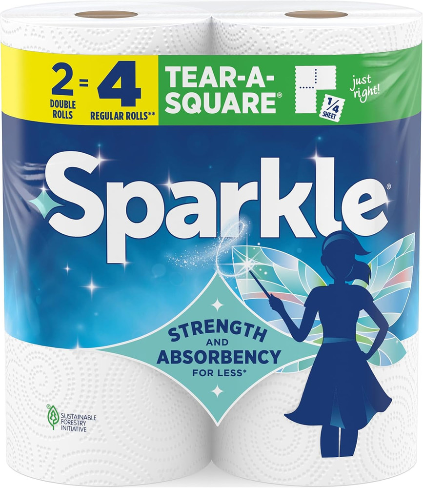 ® Tear-A-Square® Paper Towels, 2 Double Rolls = 4 Regular Rolls, 2 Count