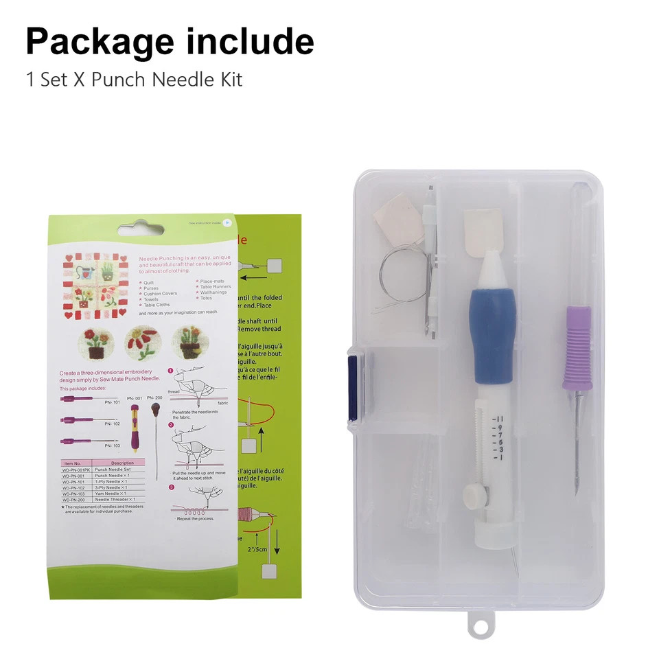 DIY Punch Needle Magic Embroidery Pen Set Stitching Thread Tool Sewing Craft Kit