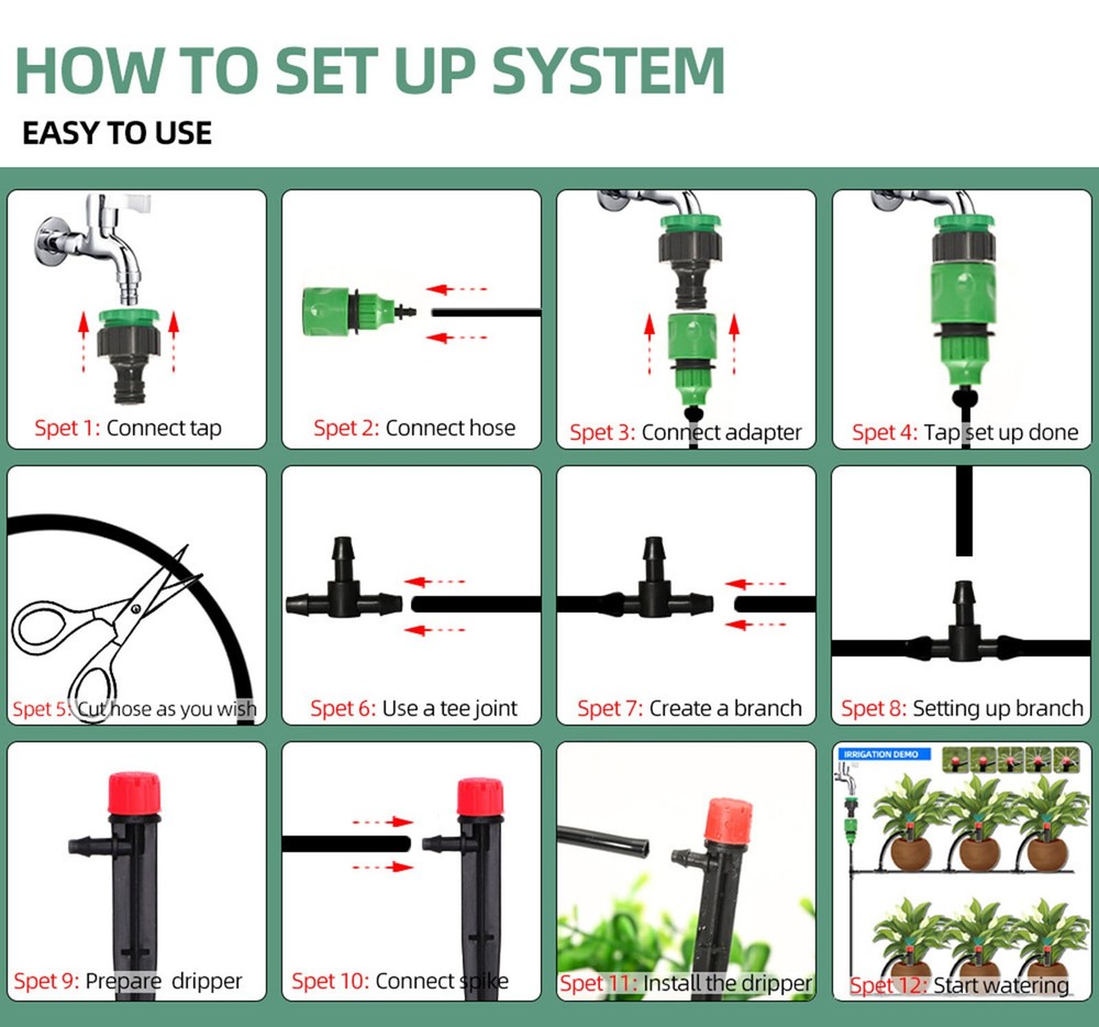 5m Drip Irrigation System Kit DIY Saving Water Automatic Watering Misting System