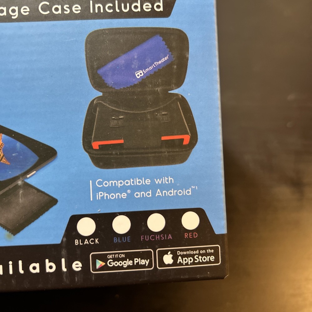 SmartTheater Virtual Reality Headset with Storage Case with App Control - NEW